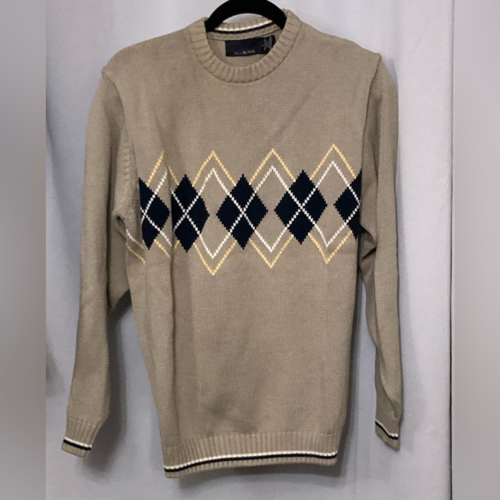 Men's BILL BLASS Beige Argyle Sweater